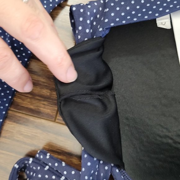 Azura Two Piece Halter Top Bikini BathingSuit Halter Tie Neck Navy Polka Dot Mix - Picture 7 of 13